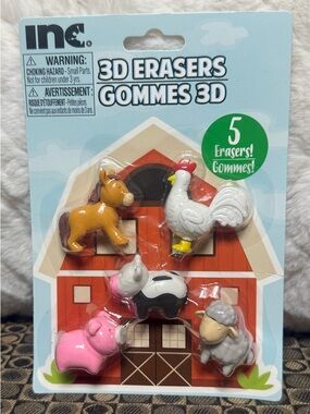 inc 3D Farm Animals Erasers Pack
